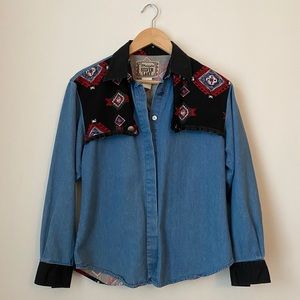 Vintage Wrangler Denim/Patterned Button Down